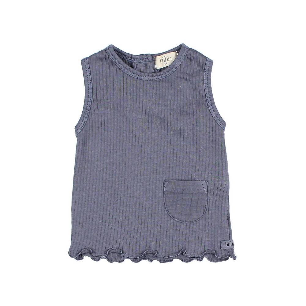 NEW BÚHO baby rib top in blue stone